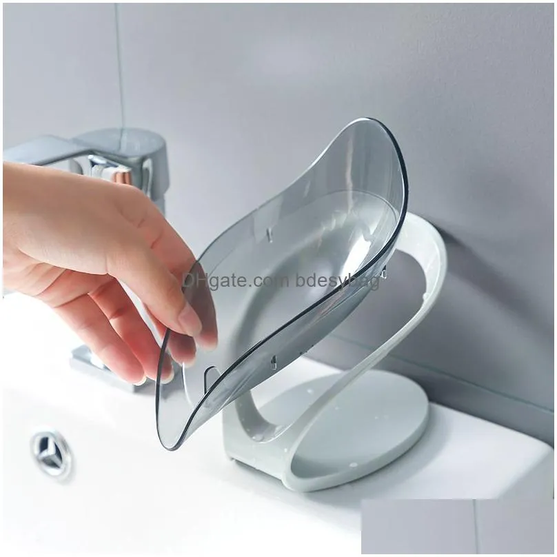 Soap Dishes Creative Suction Cup Soap Dish Box For Bathroom Shower Holder With Drain Portable Leaf Shape Toilet Laundry Rack Tray Drop Dhu08