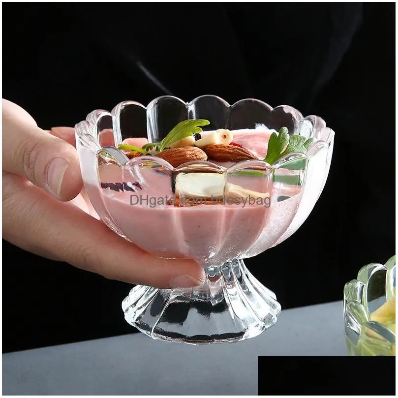 Wine Glasses Creative Cute Mug Beer Wine Glasses Cocktail Glass Dessert Cup Simple Goblet Ice Cream Bowl Cold Dish 7.5X9Cm Drop Delive Dhk6Y