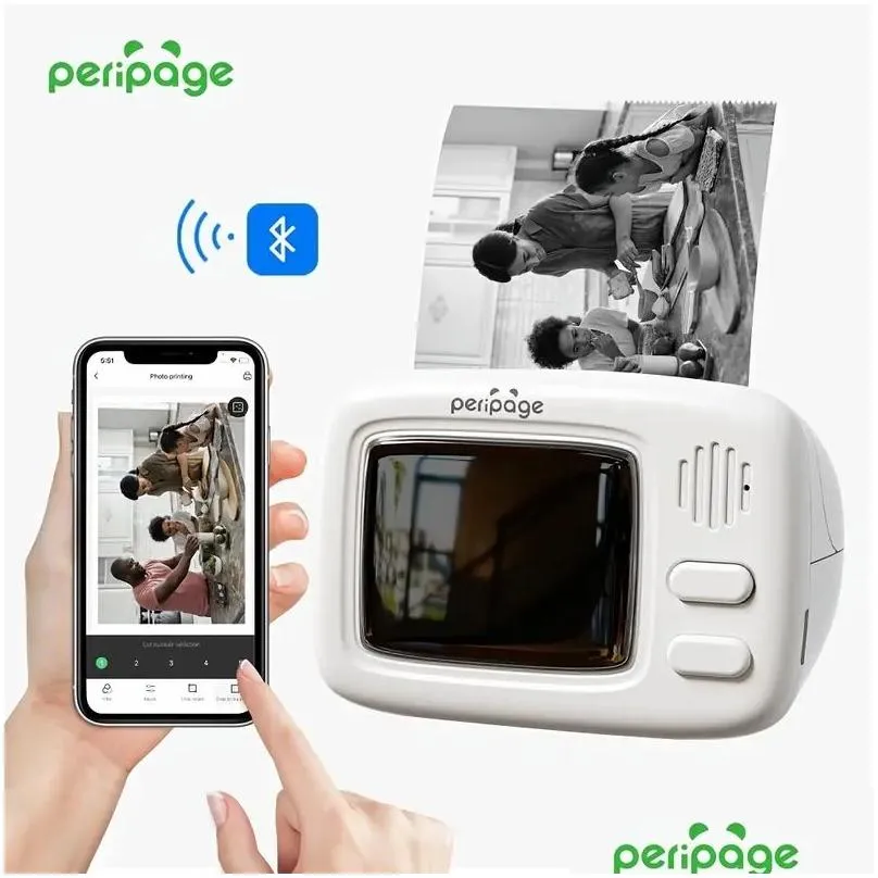 PeriPage A2 Mini Pocket Printer: Inkless Wireless Printing for Kids Crafts, Labels, Stickers & Receipts - Compatible with iOS & Android!