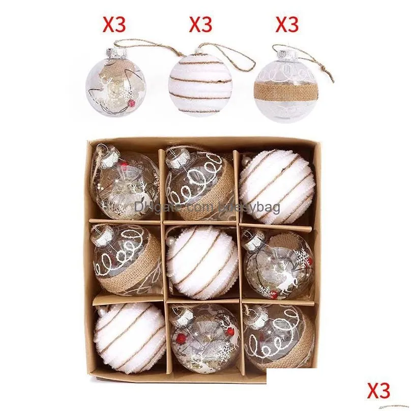 Christmas Decorations 8Cm Big Christmas Ball Mticolor Decorations Tree Ornaments Set For Home Party Supplies 9Pcs/Set Drop Delivery Ho Dh2B6