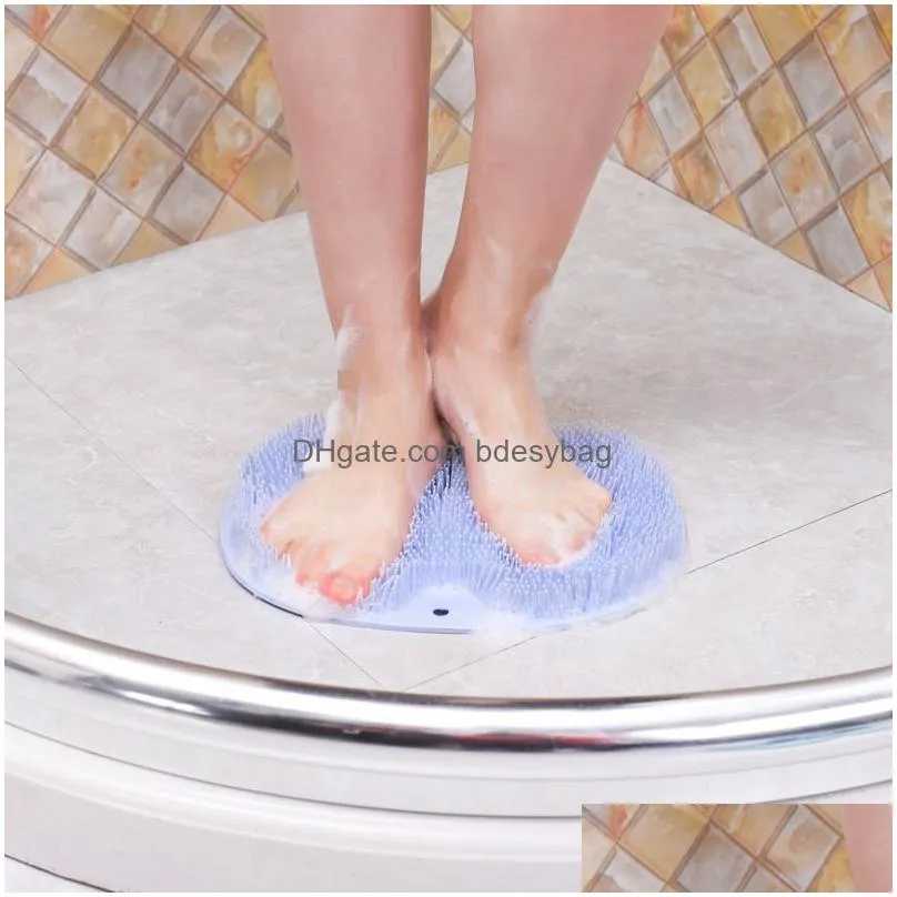 Bath Brushes, Sponges & Scrubbers Exfoliating Shower Mas Scraper Bathroom Non-Slip Bath Mat Back Brush Sile Foot Wash Body Cleaning Ba Dhi3O
