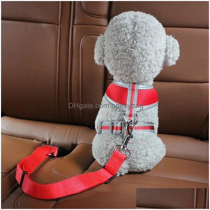 Dog Collars & Leashes Adjustable Dog Car Seat Belt Safety Protector Travel Pets Accessories Leash Breakaway Drop Delivery Home Garden Dhjca