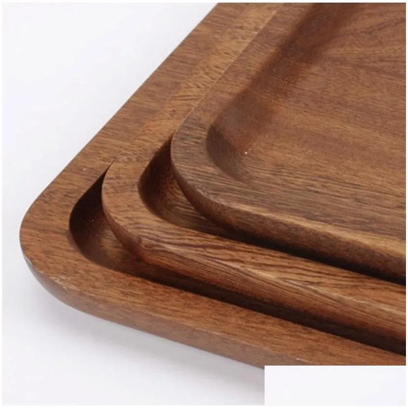 solid wood pallet rectangular storage trays household el dessert dinner tea food tableware serving tray home kitchen tools vt1675