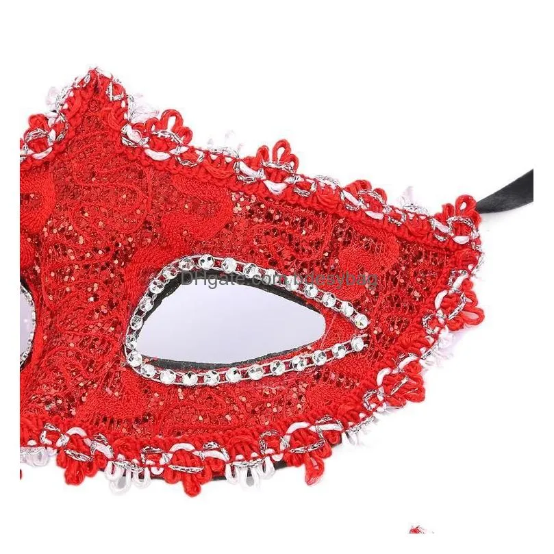 Party Masks Fashion Luxury Venetian Masquerade Sequin Mask Women Girls Y Fox Eye For Fancy Dress Christmas Halloween Party Supplies Dr Dhc6L