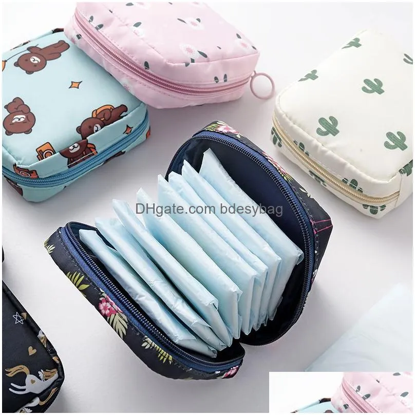 Storage Bags Sanitary Napkin Storage Bag Portable Cosmetic Lipstick Travel Earphone Coin Organizer Pouch Bags Drop Delivery Home Garde Dh37N