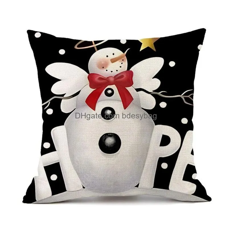 Cushion/Decorative Pillow Christmas Cushion Er Xmas Decorations For Home Merry Ornament Pillowcase Natal Navidad New Year Drop Deliver Dhx3F