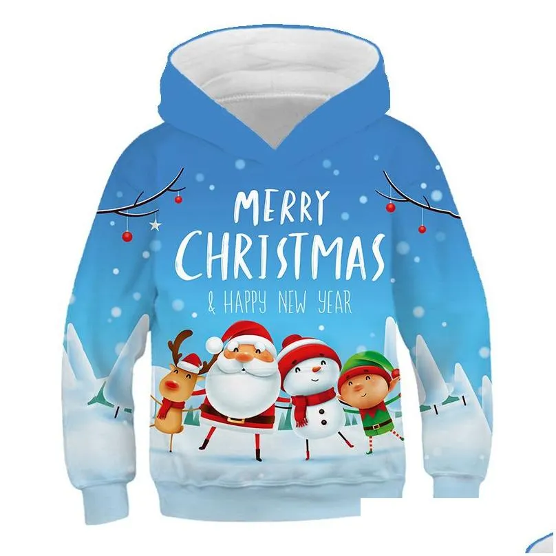 Hoodies Sweatshirts Baby Boys Girls Christmas Clothes Winter Autumn Hoodies Pullover Kids Christmas Santa Claus Hoodies Sweatshirt Children Clothing