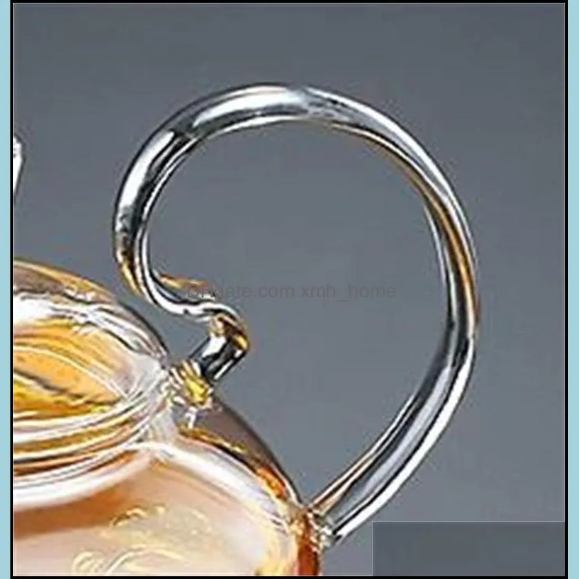 1pc 600ml heat resistant with high handle flower coffee glass tea pot blooming chinese glass teapots 250 s2