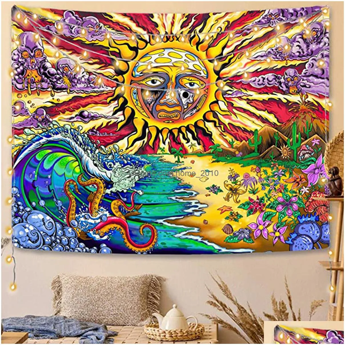 130x150cm mandala tapestry white black sun and moon wall hanging tarot hippie wall tapestrys home dorm pack inventory wholesale