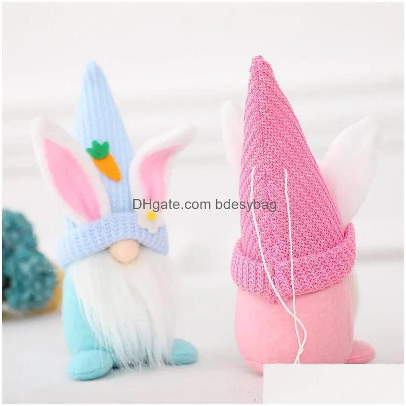 Decorative Objects & Figurines Easter Faceless Decorative Objects Gnome Rabbit Doll Handmade Reusable Home Decoration Spring Hanging B Dhyw3
