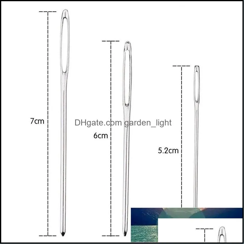 9pcs large eye needles stainless steel embroidery cross stitch knitting yarn sewing hand cloghet hook set kit diy crafts tools