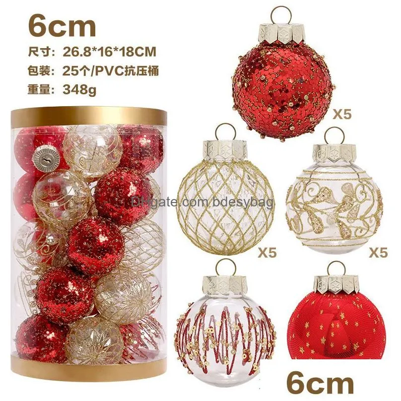 Christmas Decorations 6Cm Colorf Christmas Balls Pendant Decoration For Home New Year Xmas Gifts Navidad 2024 Decor Ornament Drop Deli Dh7Ng