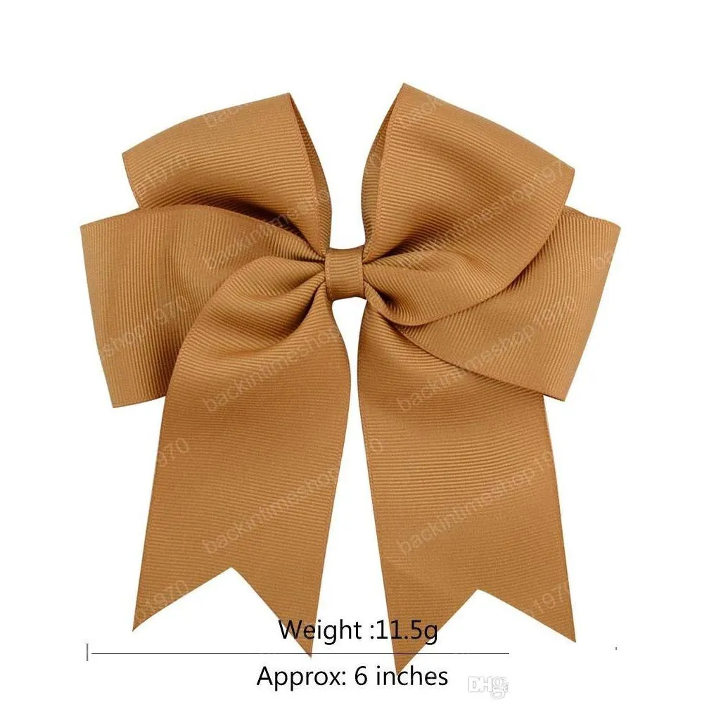 wholesale 6 large cheer bow baby girl solid ribbon cheer bows with alligator clip handmade girls cheerleading bows