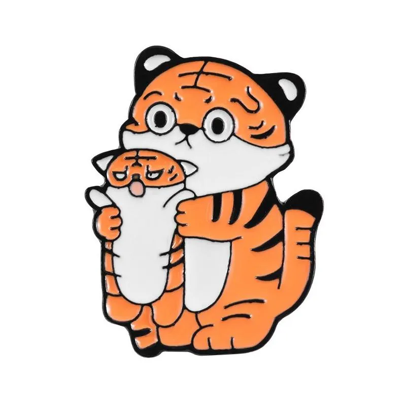 Cartoon Cute Animal Tiger Enamel Brooch Cute Fun Little Tiger Fortune Alloy Pins Badge Fashion Woman Jewelry Gift For Friends