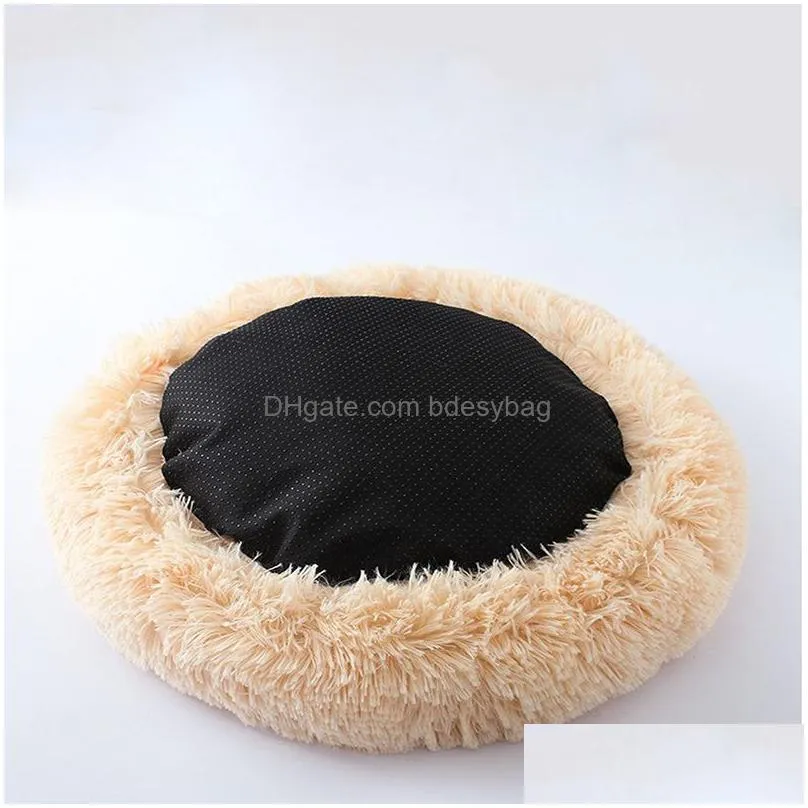 Cat Beds & Furniture Round Dog Sofa Plush Pet Cat Bed Mats Dogs Kennel Winter Warm Slee Donut Pets Net Cushion Drop Delivery Home Gard Dh6Aa