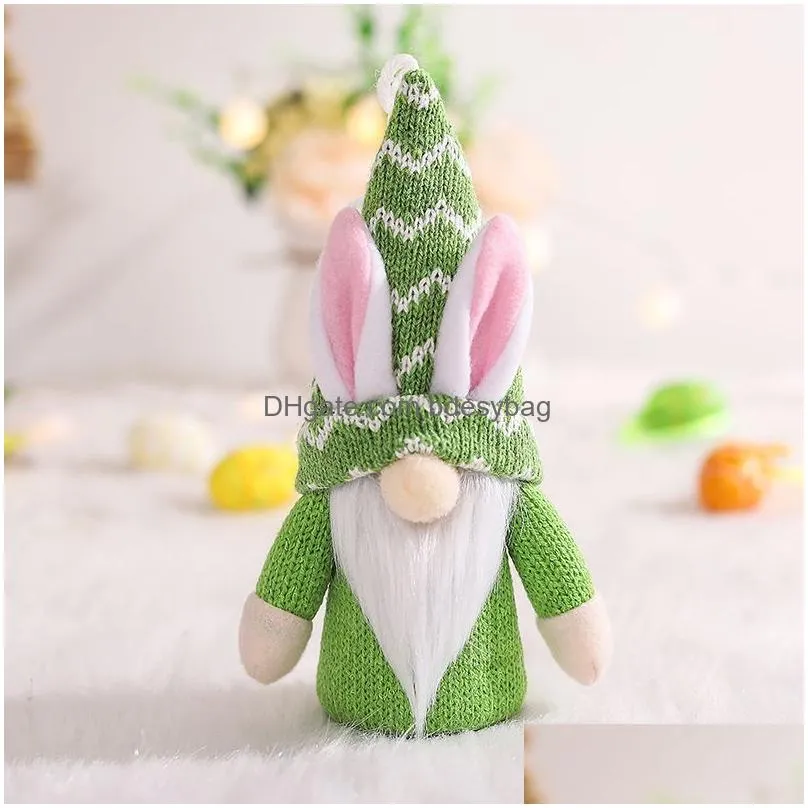 Decorative Objects & Figurines Creative Decorative Objects Cute Easter Faceless Gnome Rabbit Doll Handmade Home Decoration Spring Hang Dhqsm
