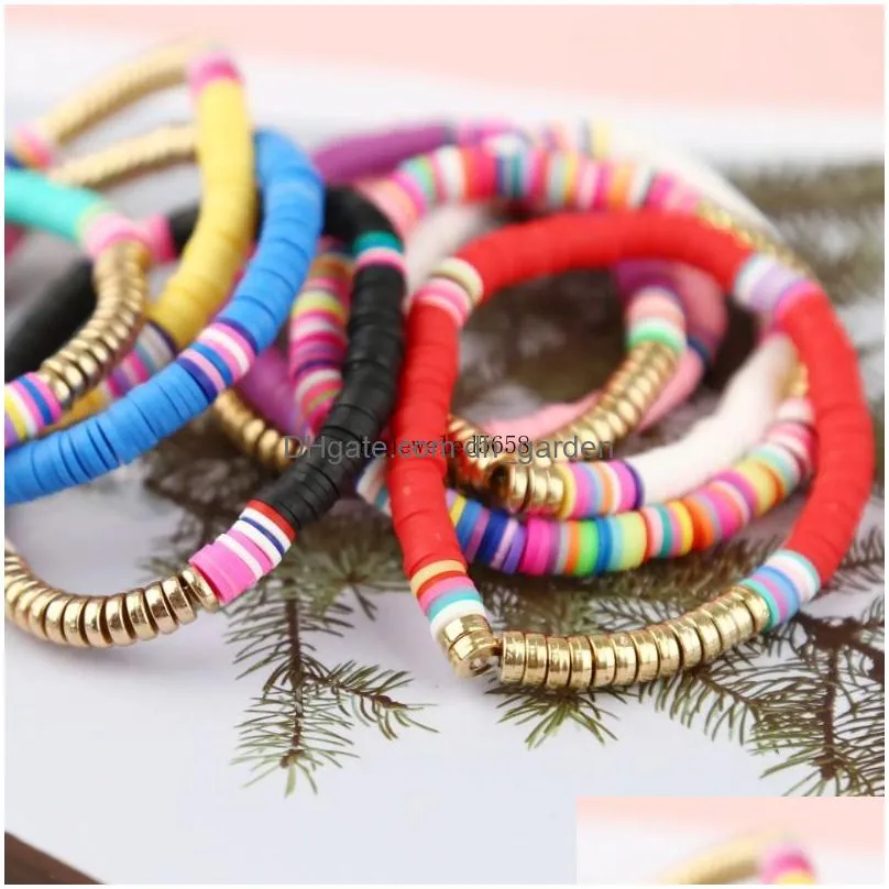 beaded strands surfer heishi bracelets stackable colorful stretch gold bangle elastic bohemia summer beach jewelry gifts for women friends family lover