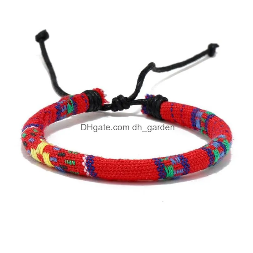 charm bracelets bohemia colorful wax rope bracelet for men women fabric ethnic boho jewelry wristbands friend couple gift