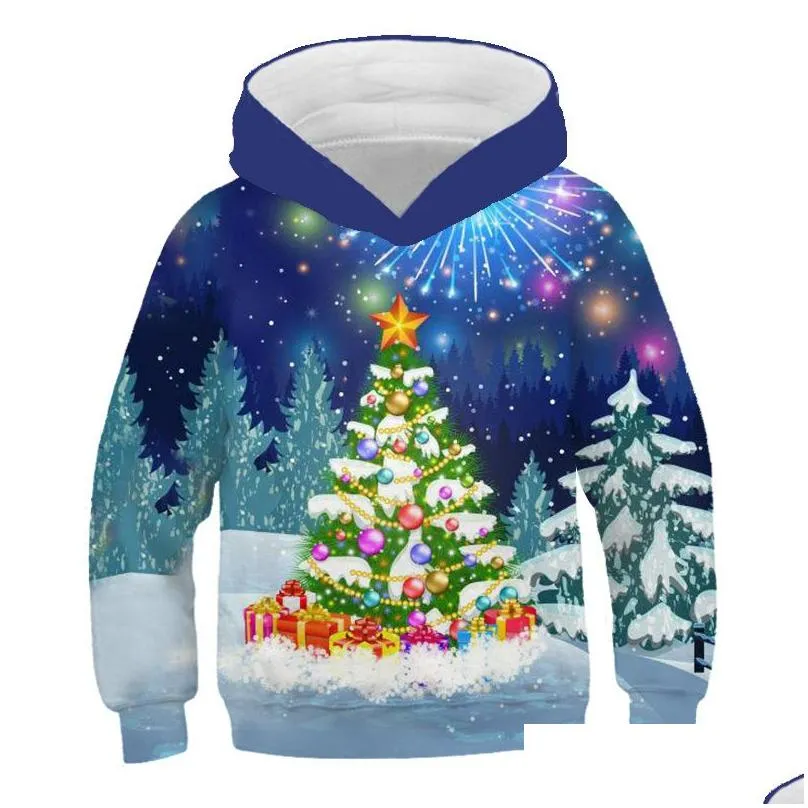 Hoodies Sweatshirts Baby Boys Girls Christmas Clothes Winter Autumn Hoodies Pullover Kids Christmas Santa Claus Hoodies Sweatshirt Children Clothing