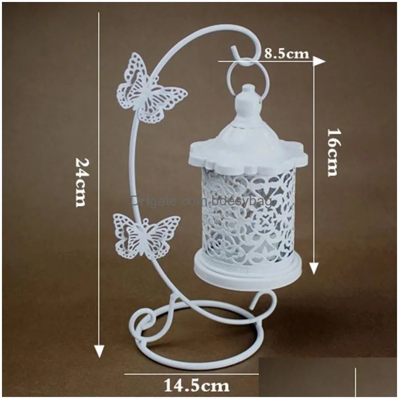 Candle Holders Iron Butterfly Hook Candle Holder Hollow Birdcage Candlestick For Home Table Decoration Ornament European Drop Delivery Dhyql
