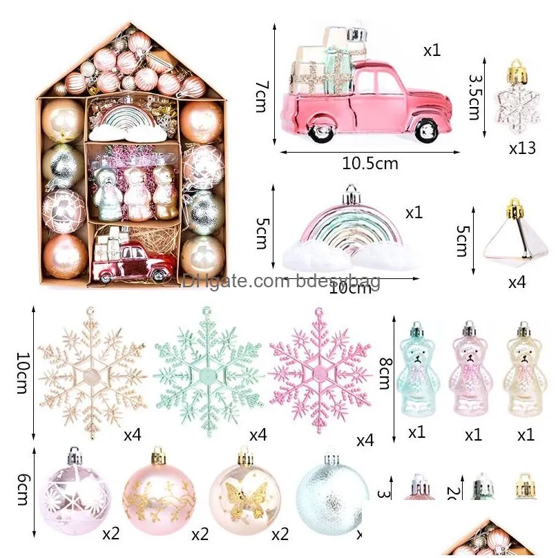 Christmas Decorations Christmas Ornaments Ball Set Xmas Tree Hanging Pendants Navidad Noel Decoration Home New Year Gifts 70Pcs/Set Dr Dh2Lh