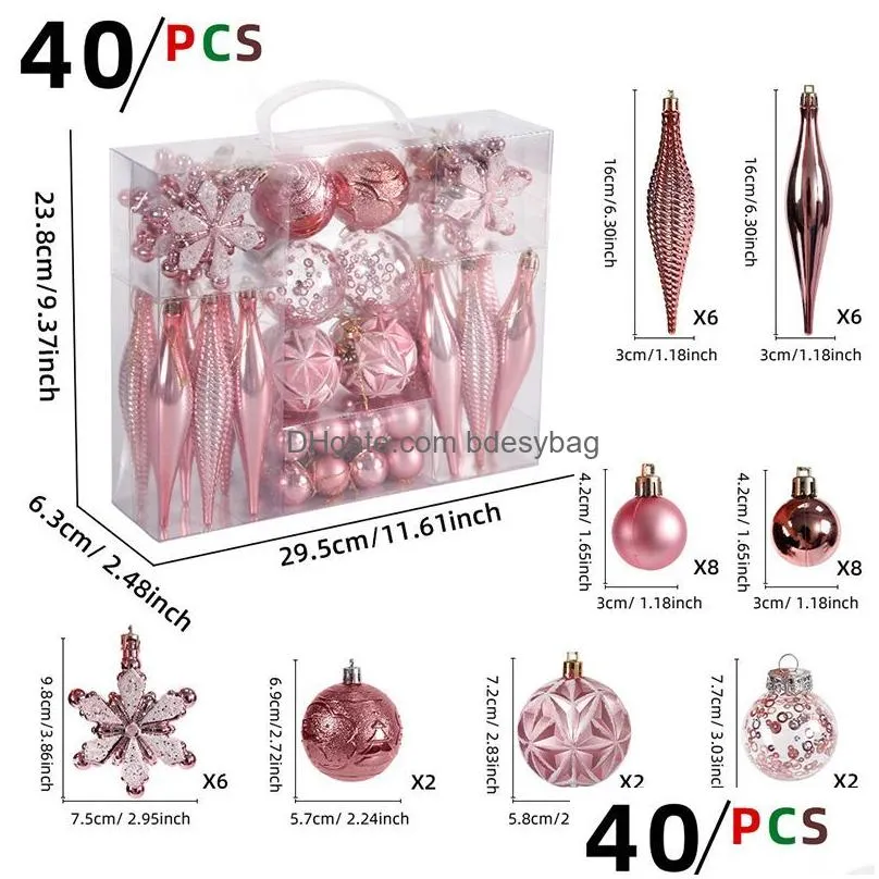 Christmas Decorations Christmas Ball Gift Box Tree Decoration Hanging Electroplated Hollow Plastic Pendants 40Pcs/Set Drop Delivery Ho Dhxut