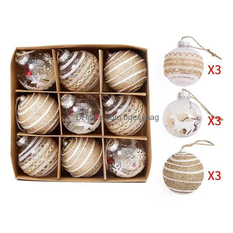 Christmas Decorations 8Cm Big Christmas Ball Mticolor Decorations Tree Ornaments Set For Home Party Supplies 9Pcs/Set Drop Delivery Ho Dh2B6