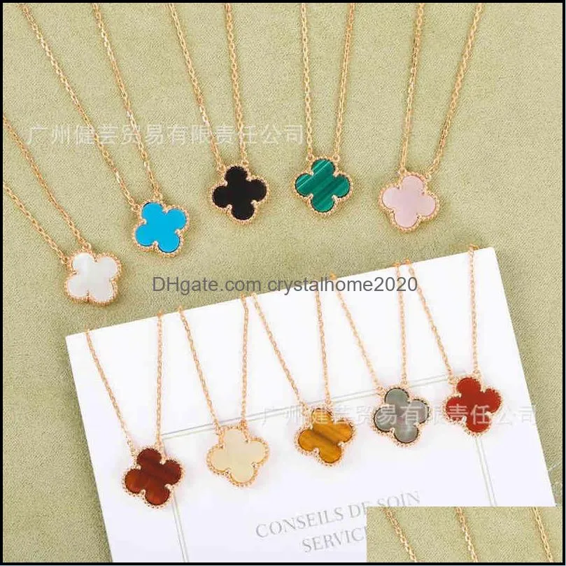 fanjia red black agate clover necklace female white copper 925 silver lucky fritillaria temperament clavicle chain pendant