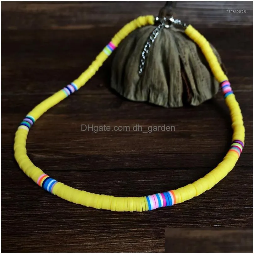 choker bohemian clay necklace heishi bead surfer beach for women polymer summer jewelry disc neck accessories