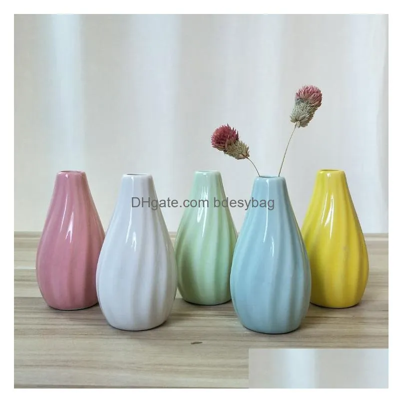 Vases Ceramics Vase Small Flower Arrangement Bottle Hydroponic Vases Home Office Desktop Decor Living Room Desk Drop Delivery Home Gar Dhbft
