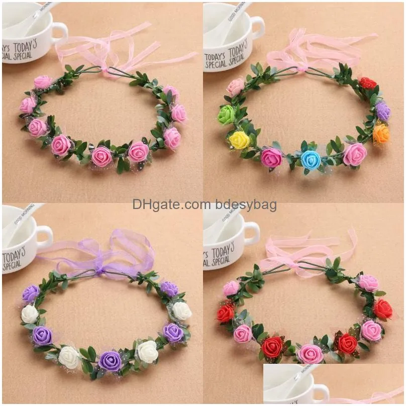 Decorative Flowers & Wreaths Wedding Decorative Wreaths Decoration Hair Band Bohemian Dress Summer Seaside Beach Flowers Bridesmaid Wr Dhcwf