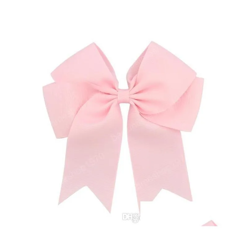 wholesale 6 large cheer bow baby girl solid ribbon cheer bows with alligator clip handmade girls cheerleading bows