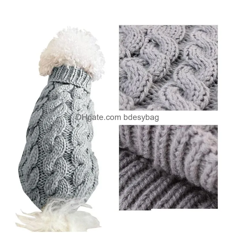 Dog Apparel Casual Dog Apparel Sweater Clothing Winter Turtleneck Knitted Pet Cat Puppy Clothes Costume For Small Cats Outfit Vest Dro Dhv2T