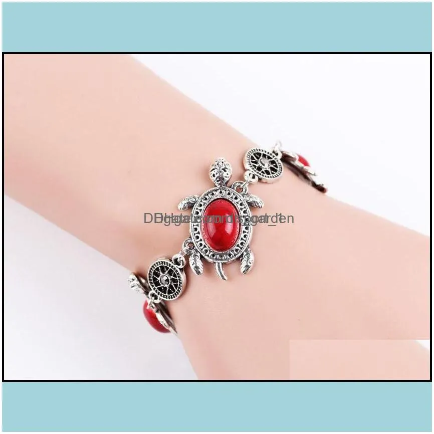 bracelet earrings necklace fashion elegant animal turtle shape ancient fine charm bracelet jewelry sets drop delivery otjbn