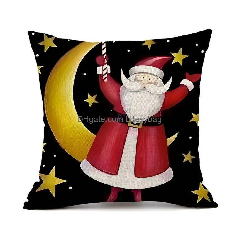 Cushion/Decorative Pillow Christmas Cushion Er Xmas Decorations For Home Merry Ornament Pillowcase Natal Navidad New Year Drop Deliver Dhx3F