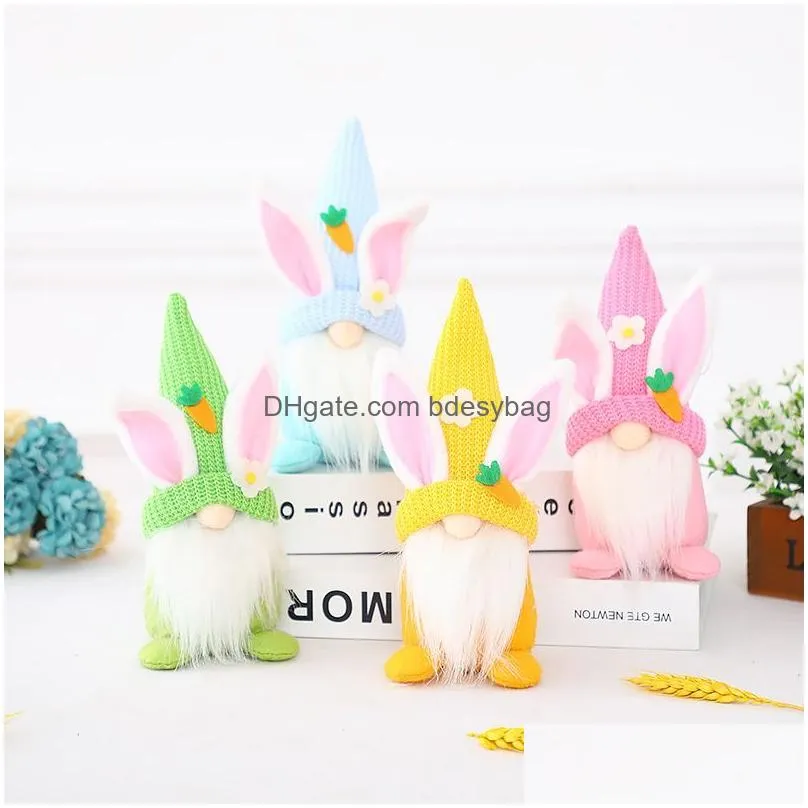 Decorative Objects & Figurines Easter Faceless Decorative Objects Gnome Rabbit Doll Handmade Reusable Home Decoration Spring Hanging B Dhyw3