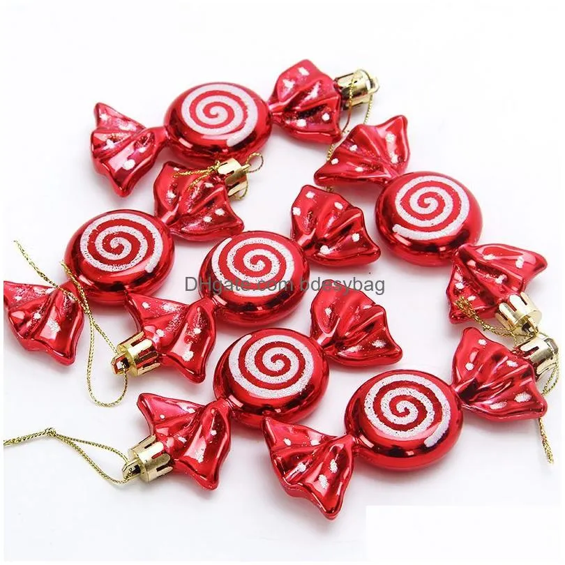 Christmas Decorations 6Pcs Christmas Tree Pendants Decorations Crutch Candy Hanging Ornaments For Home Xmas Decoration Navidad New Yea Dhwan