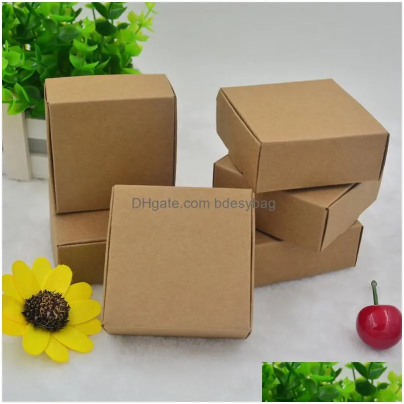 10 size carton kraft paper candy box small cardboard paper packaging box craft gift handmade soap packaging box lz1768