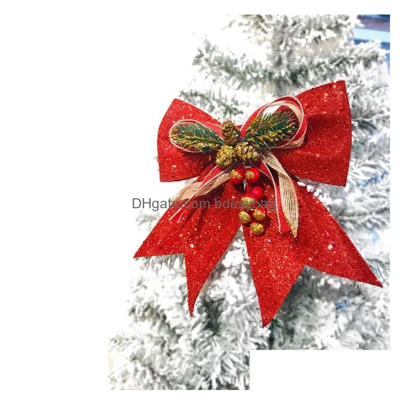 Christmas Decorations Satin Ribbon Bows Christmas Tree Bowknot Ornaments Polyester Flower Crafts Handmade Decoration Drop Delivery Hom Dh6Rw