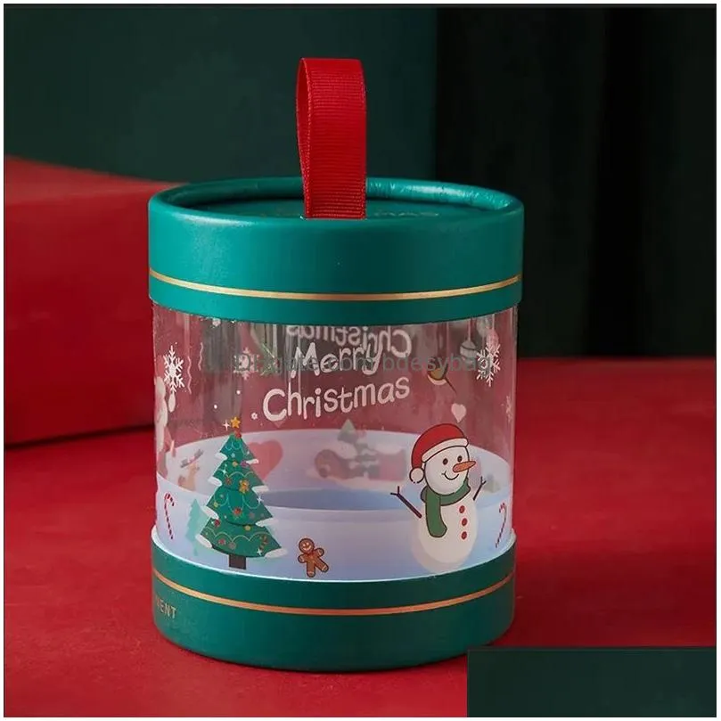 Gift Wrap Christmas Gift Packaging Box For  Candy Bow Ribbon Paper Hing Bucket Xmas Party Home Decoration New Year 2024 Drop Deli Dhgze