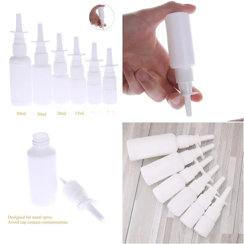 key rings 1pc white vacuum plastic nasal spray bottles pump spray nose fog mist bottle for medical packaging 5ml 10ml 15ml 20ml 30ml swy