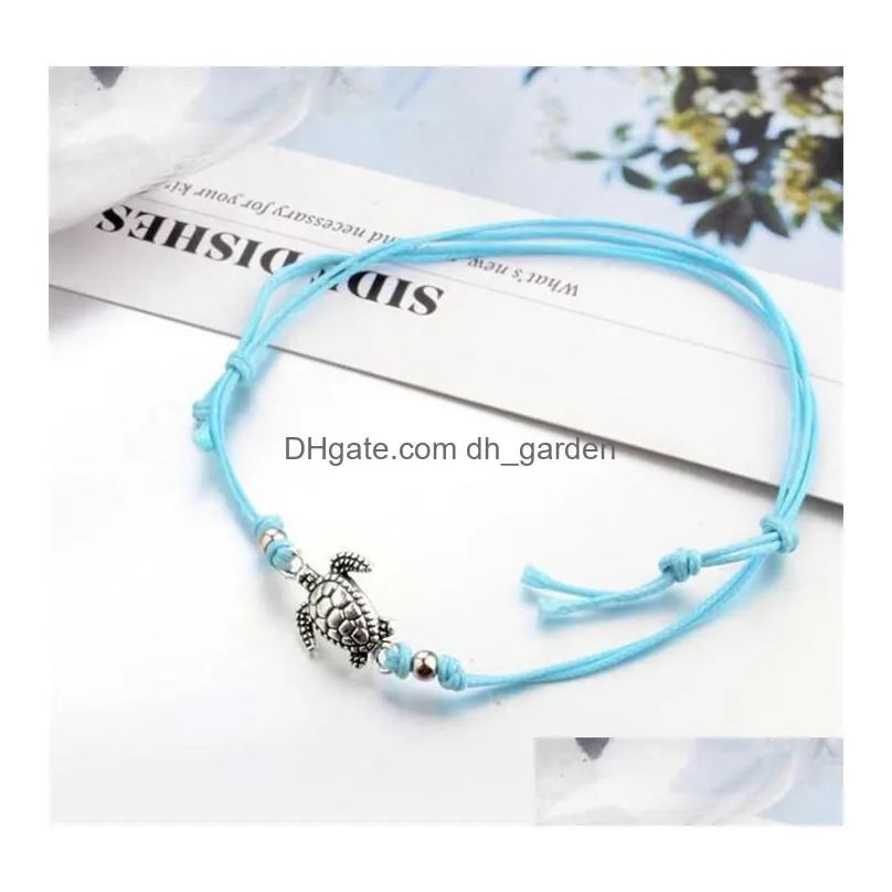 anklets summer beach turtle shaped charm rope string ankle bracelet woman sandals the leg chain foot jewelry comfort