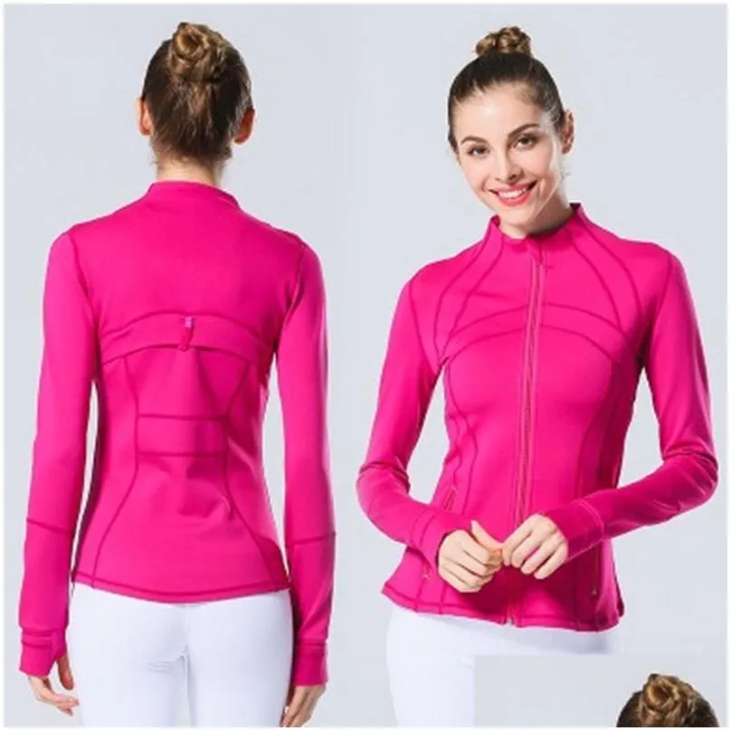Lu Yoga Jacket Women`s Define Workout Sport Coat Fitness Jacket Sports Quick Dry Activewear Top Solid Zip Up Sweatshirt Sportwear Hot