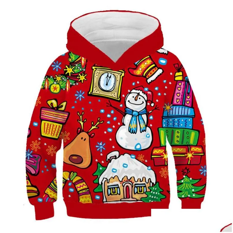 Hoodies Sweatshirts Baby Boys Girls Christmas Clothes Winter Autumn Hoodies Pullover Kids Christmas Santa Claus Hoodies Sweatshirt Children Clothing