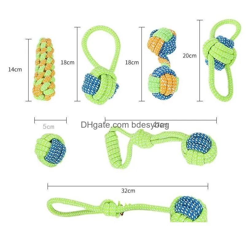 Dog Toys & Chews Handmade Pet Dog Chew Toy Powder Cotton Rope Knot Toys Combination Bite Molar Interaction Puppy Teething Supplies Dro Dhpu7