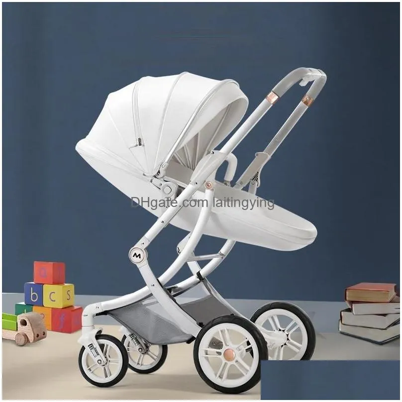 strollers luxury baby stroller 3 in 1 carriage with car seat eggshell born leather high landscapestrollers05