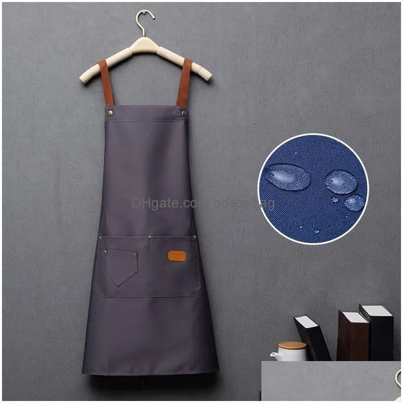 Aprons Fashion Kitchen Aprons For Woman Men Chef Work Apron Grill Restaurant Bar Shop Cafes Beauty Nails Studios Uniform Drop Delivery Dhp0G