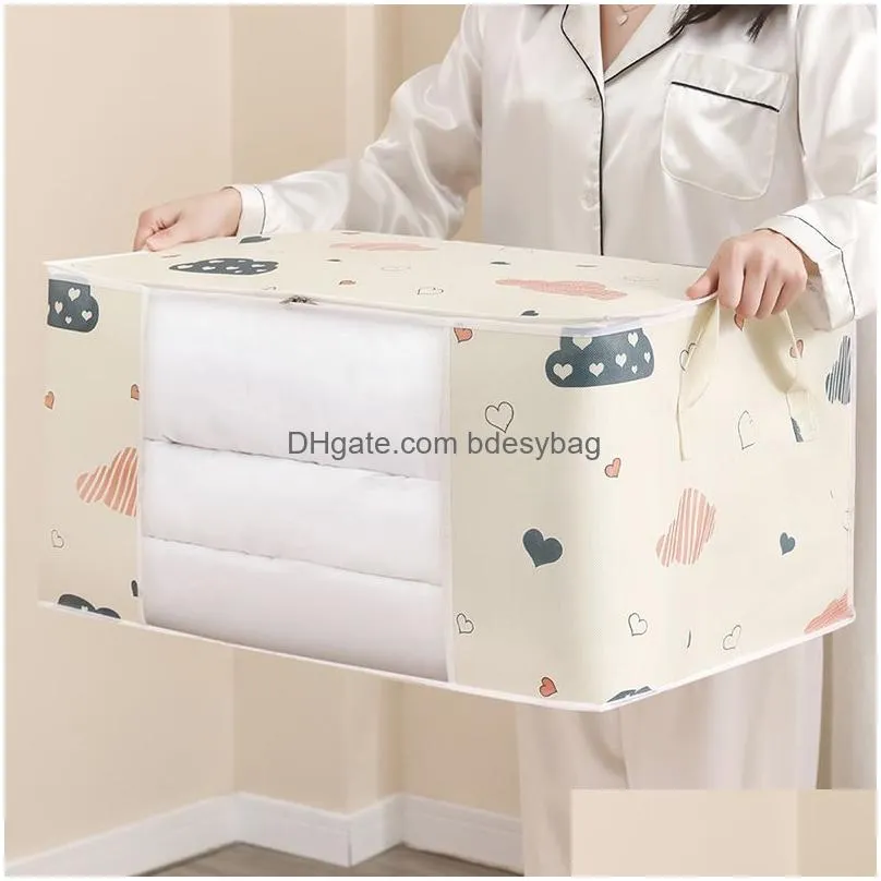 Storage Bags Household Moving Big Capacity Duvet Blanket Sorting Bags Dustproof Clothes Organizer Drop Delivery Home Garden Housekeepi Dhqog