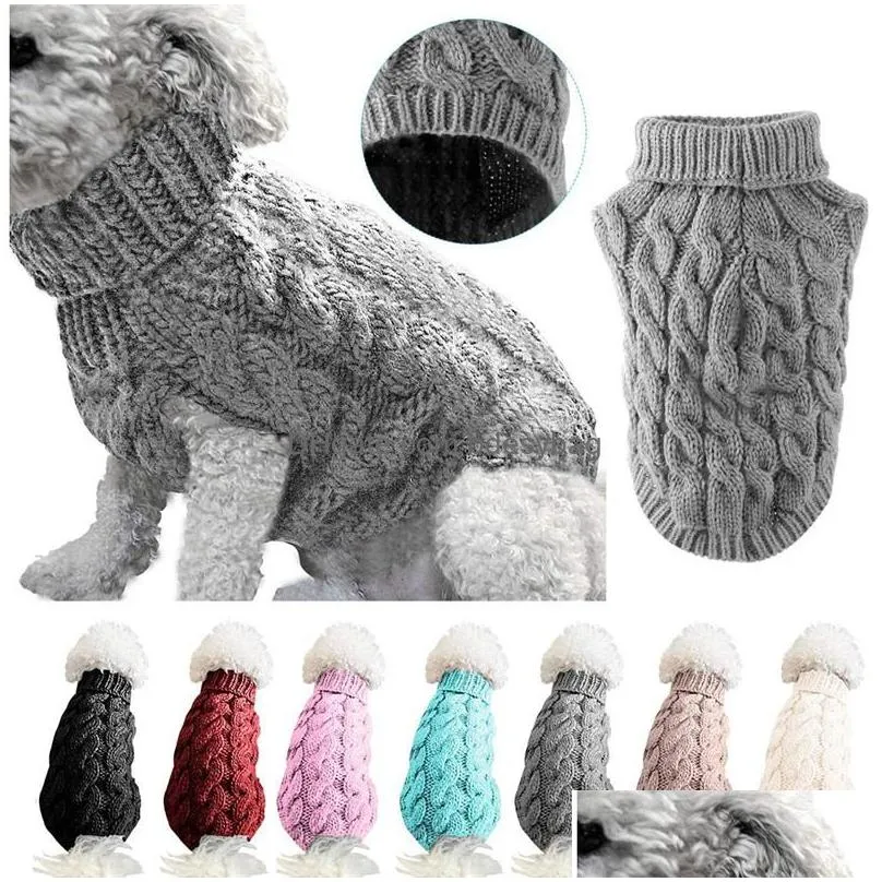 Dog Apparel Casual Dog Apparel Sweater Clothing Winter Turtleneck Knitted Pet Cat Puppy Clothes Costume For Small Cats Outfit Vest Dro Dhv2T