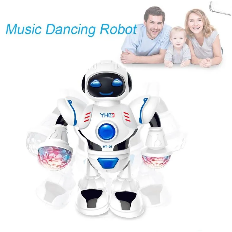 Electronics RobotsDazzling Music Robot Shiny Educational Toys Electronic Walking Dancing Smart Space Robot Kids Music Robot Toys